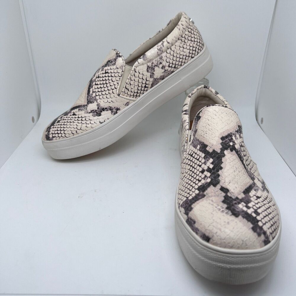 Steve Madden Gills Womens Faux Snake Leather Flocked Slip-On Casual Shoes 9 M